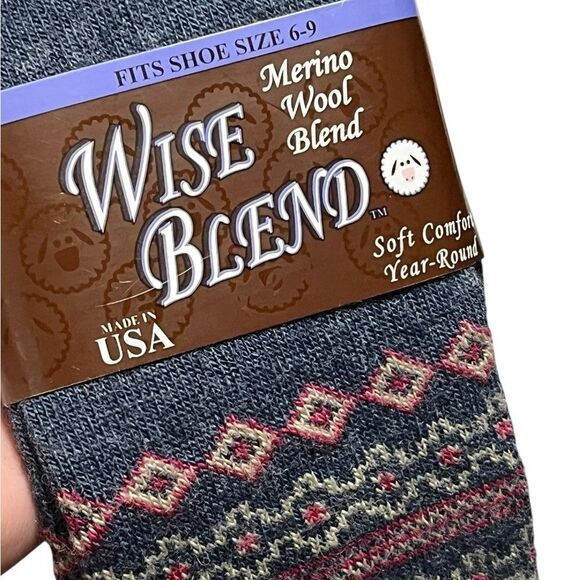 Merino Wool Blend Women’s Socks, 2 Pairs, Brown and Blue, Sizes 6-9, NWT - Picture 5 of 6